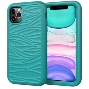 For iPhone 11 Pro Wave Pattern 3 in 1 Silicone+PC Shockproof Protective Case(Dark Sea Green)