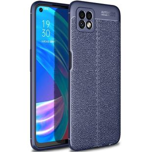 For OPPO A72 Litchi Texture TPU Shockproof Case(Navy Blue)