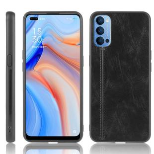For Oppo Reno4 Shockproof Sewing Cow Pattern Skin PC + PU + TPU Case(Black)