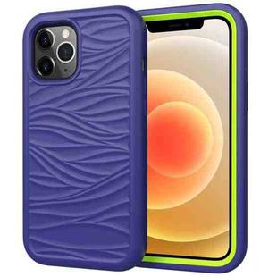 For iPhone 12 mini Wave Pattern 3 in 1 Silicone+PC Shockproof Protective Case(Navy+Olivine)