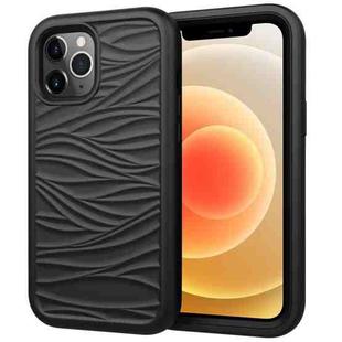 For iPhone 12 mini Wave Pattern 3 in 1 Silicone+PC Shockproof Protective Case(Black)