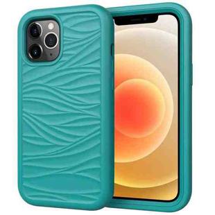 For iPhone 12 mini Wave Pattern 3 in 1 Silicone+PC Shockproof Protective Case(Dark Sea Green)