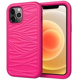 For iPhone 12 mini Wave Pattern 3 in 1 Silicone+PC Shockproof Protective Case(Hot Pink)