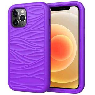 For iPhone 12 mini Wave Pattern 3 in 1 Silicone+PC Shockproof Protective Case(Purple)