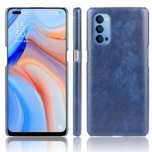 For Oppo Reno4 Shockproof Litchi Texture PC + PU Case(Blue)