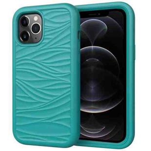 For iPhone 12 / 12 Pro Wave Pattern 3 in 1 Silicone+PC Shockproof Protective Case(Dark Sea Green)