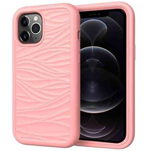 For iPhone 12 / 12 Pro Wave Pattern 3 in 1 Silicone+PC Shockproof Protective Case(Rose Gold)