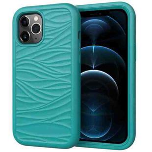 For iPhone 12 Pro Max Wave Pattern 3 in 1 Silicone+PC Shockproof Protective Case(Dark Sea Green)