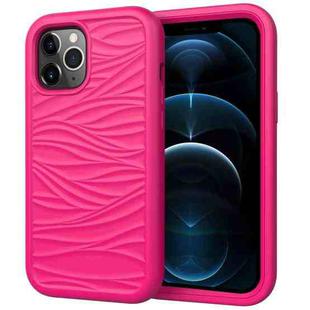 For iPhone 12 Pro Max Wave Pattern 3 in 1 Silicone+PC Shockproof Protective Case(Hot Pink)