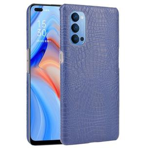 For OPPO Reno4 Shockproof Crocodile Texture PC + PU Case(Blue)