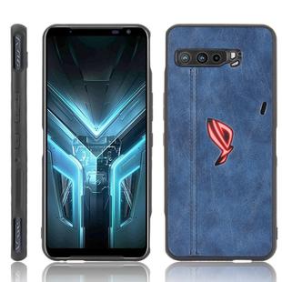 For Asus ZS661KS/ ROG Phone 3 Strix Shockproof Sewing Cow Pattern Skin PC + PU + TPU Case(Blue)