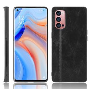 For Oppo Reno4 Pro Shockproof Sewing Cow Pattern Skin PC + PU + TPU Case(Black)