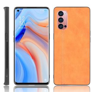 For Oppo Reno4 Pro Shockproof Sewing Cow Pattern Skin PC + PU + TPU Case(Orange)