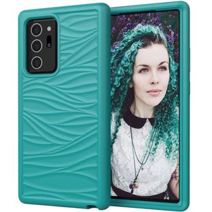For Samsung Galaxy Note20 Ultra Wave Pattern 3 in 1 Silicone+PC Shockproof Protective Case(Dark Sea Green)