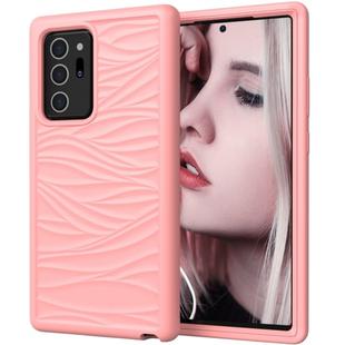 For Samsung Galaxy Note20 Ultra Wave Pattern 3 in 1 Silicone+PC Shockproof Protective Case(Rose Gold)
