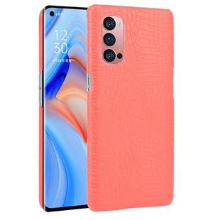 For OPPO Reno4 Pro Shockproof Crocodile Texture PC + PU Case(Red)