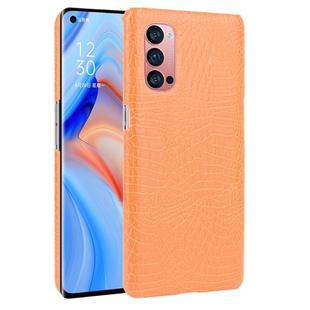 For OPPO Reno4 Pro Shockproof Crocodile Texture PC + PU Case(Orange)