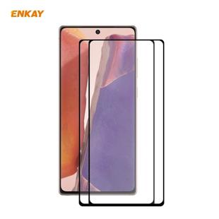 For Samsung Galaxy Note20 2pcs ENKAY Full Glue 0.2mm 9H 2.5D Tempered Glass Full Film, Support Fingerprint Unlock