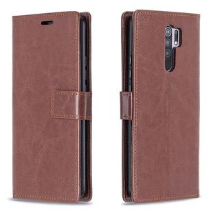 For Xiaomi Redmi 9 Crazy Horse Texture Horizontal Flip Leather Case with Holder & Card Slots & Wallet & Photo Frame(Brown)