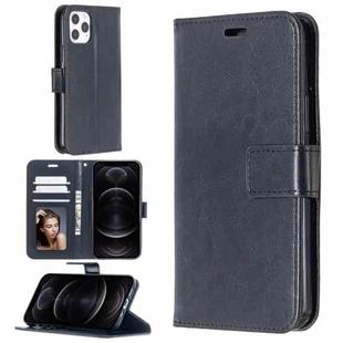 For iPhone 12 / 12 Pro Crazy Horse Texture Horizontal Flip Leather Case with Holder & Card Slots & Wallet & Photo Frame(Black)