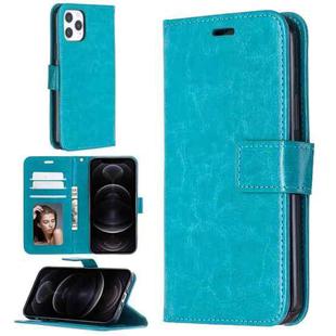 For iPhone 12 / 12 Pro Crazy Horse Texture Horizontal Flip Leather Case with Holder & Card Slots & Wallet & Photo Frame(Blue)