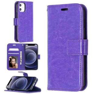 For iPhone 12 mini Crazy Horse Texture Horizontal Flip Leather Case with Holder & Card Slots & Wallet & Photo Frame(Purple)