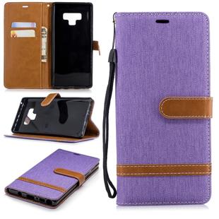Color Matching Denim Texture Leather Case for Galaxy  Note 9 , with Holder & Card Slots & Wallet & Lanyard(Purple)