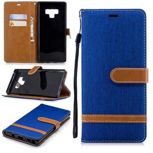 Color Matching Denim Texture Leather Case for Galaxy  Note 9 , with Holder & Card Slots & Wallet & Lanyard(Royal Blue)