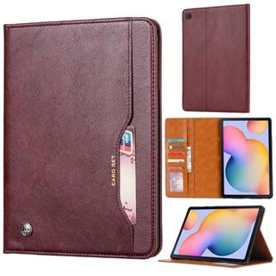 For Samsung Galaxy Tab A7 2020 / T505 Knead Skin Texture Horizontal Flip Leather Case with Photo Frame & Holder & Card Slots & Wallet(Wine Red)