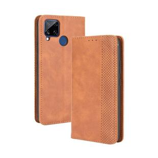For OPPO Realme C15 Magnetic Buckle Retro Crazy Horse Texture Horizontal Flip Leather Case with Holder & Card Slots & Photo Frame(Brown)