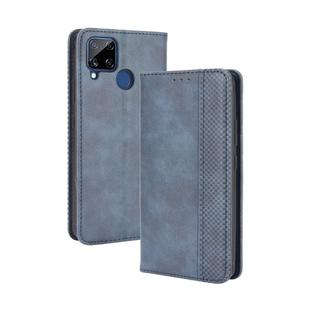 For OPPO Realme C15 Magnetic Buckle Retro Crazy Horse Texture Horizontal Flip Leather Case with Holder & Card Slots & Photo Frame(Blue)