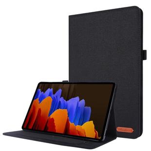 For Samsung Galaxy Tab S8 / Galaxy Tab S7 T870/T875 Horizontal Flip TPU + Fabric PU Leather Protective Case with Card Slots & Holder(Black)