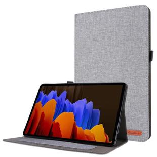 For Samsung Galaxy Tab S8 / Galaxy Tab S7 T870/T875 Horizontal Flip TPU + Fabric PU Leather Protective Case with Card Slots & Holder(Grey)