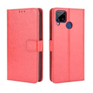 For OPPO Realme C15 Retro Crazy Horse Texture Horizontal Flip Leather Case with Holder & Card Slots & Photo Frame(Red)