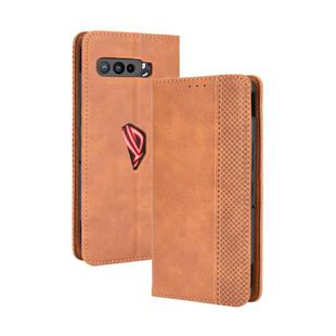 For Asus ROG Phone 3 ZS661KS  Magnetic Buckle Retro Crazy Horse Texture Horizontal Flip Leather Case  , with Holder & Card Slots & Photo Frame(Brown)