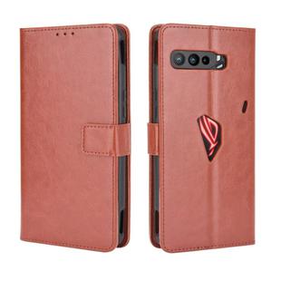 For Asus ROG Phone 3 ZS661KS Retro Crazy Horse Texture Horizontal Flip Leather Case , with Holder & Card Slots & Photo Frame(Brown)