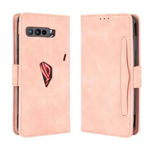 For Asus ROG Phone 3 ZS661KS Wallet Style Skin Feel Calf Pattern Leather Case ，with Separate Card Slot(Pink)