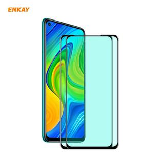 For Redmi 10X 4G/Redmi Note 9 2 PCS ENKAY Hat-Prince 0.26mm 9H 6D Curved Full Screen Eye Protection Green Film Tempered Glass Protector