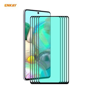 For Samsung Galaxy A71 5 PCS ENKAY Hat-Prince 0.26mm 9H 6D Curved Full Screen Eye Protection Green Film Tempered Glass Protector