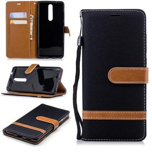 Color Matching Denim Texture Leather Case for Nokia 5.1 (2018), with Holder & Card Slots & Wallet & Lanyard(Black)