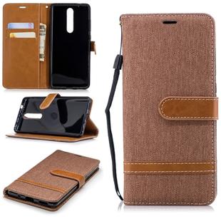 Color Matching Denim Texture Leather Case for Nokia 5.1 (2018), with Holder & Card Slots & Wallet & Lanyard(Brown)