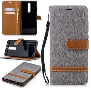 Color Matching Denim Texture Leather Case for Nokia 5.1 (2018), with Holder & Card Slots & Wallet & Lanyard(Gray)