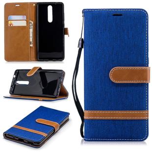Color Matching Denim Texture Leather Case for Nokia 5.1 (2018), with Holder & Card Slots & Wallet & Lanyard(Royal Blue)