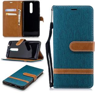 Color Matching Denim Texture Leather Case for Nokia 5.1 (2018), with Holder & Card Slots & Wallet & Lanyard(Green)