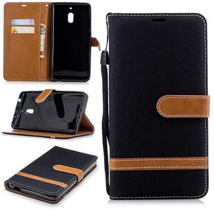 Color Matching Denim Texture Leather Case for Nokia 2.1 (2018) , with Holder & Card Slots & Wallet & Lanyard(Black)