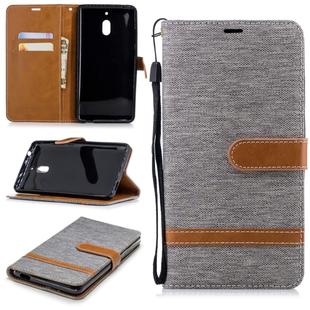 Color Matching Denim Texture Leather Case for Nokia 2.1 (2018) , with Holder & Card Slots & Wallet & Lanyard(Gray)