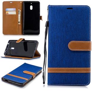 Color Matching Denim Texture Leather Case for Nokia 2.1 (2018) , with Holder & Card Slots & Wallet & Lanyard(Royal Blue)
