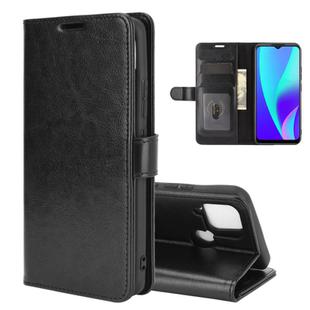For OPPO Realme C15 R64 Texture Single Horizontal Flip Protective Case with Holder & Card Slots & Wallet& Photo Frame(Black)