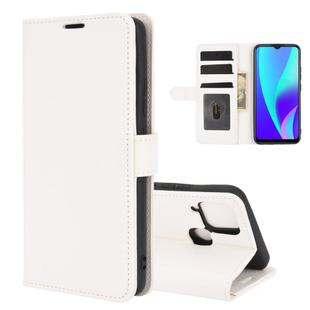 For OPPO Realme C15 R64 Texture Single Horizontal Flip Protective Case with Holder & Card Slots & Wallet& Photo Frame(White)