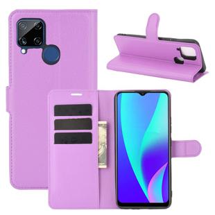 For OPPO Realme C15 Litchi Texture Horizontal Flip Protective Case with Holder & Card Slots & Wallet(Purple)